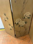 Divider, SAA, Room, Large Antique Traditional 4 Panel 7’ Tall Wooden Floral Divider